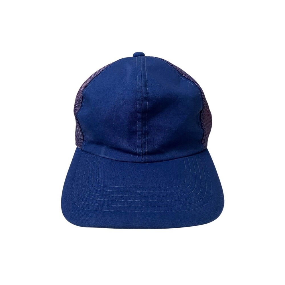 Vintage 80s 90s Blue Blank Mesh Trucker Hat Cap One Size Fits All